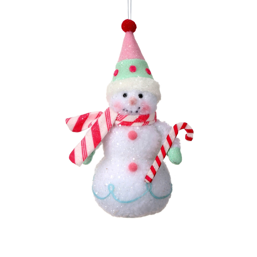 Soo Sweet Treats Snowman Holding Candy Cane Ornament
