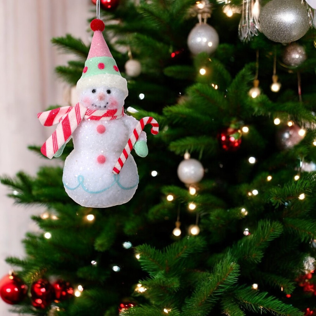 Soo Sweet Treats Snowman Holding Candy Cane Ornament
