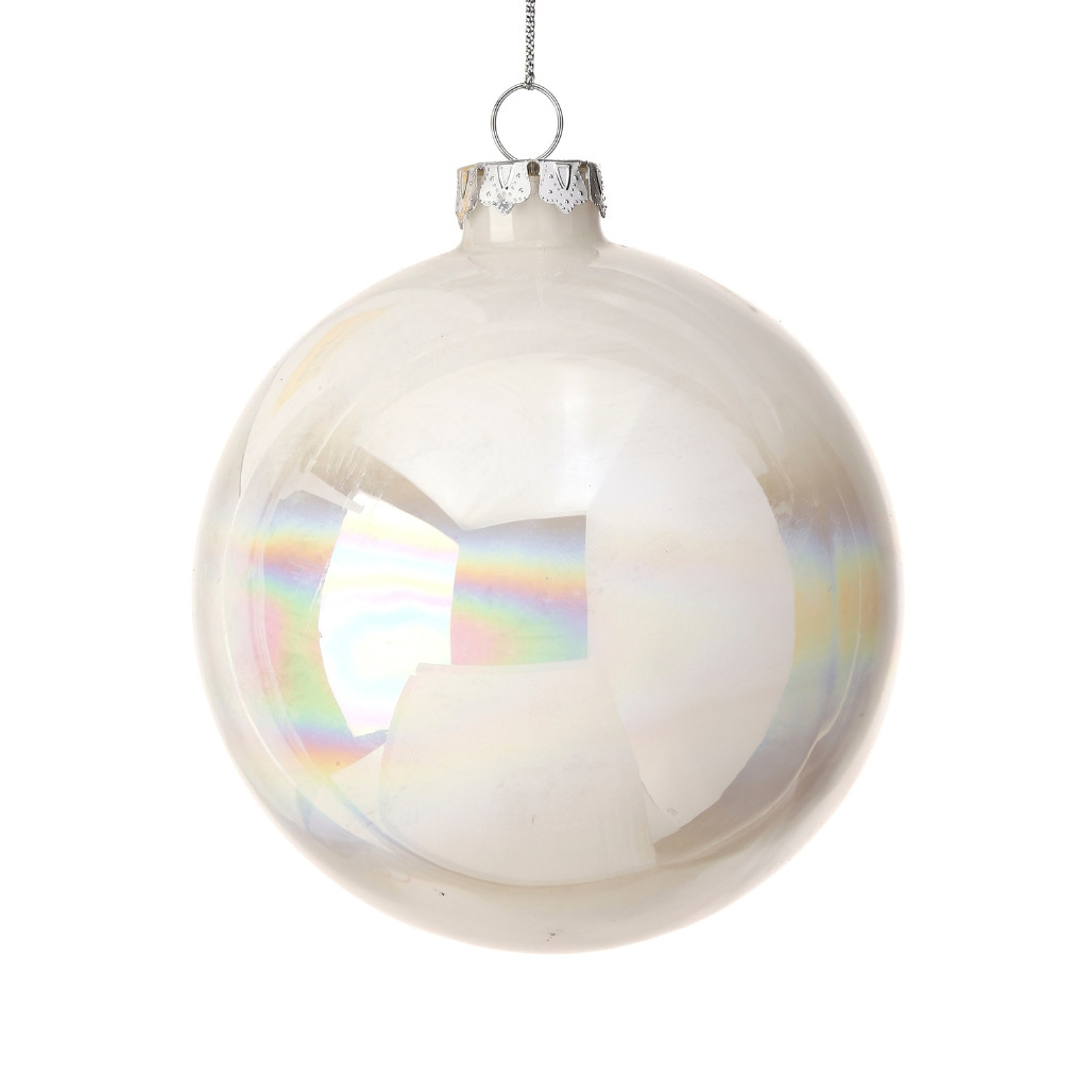 Glass White Candy Ball Ornament