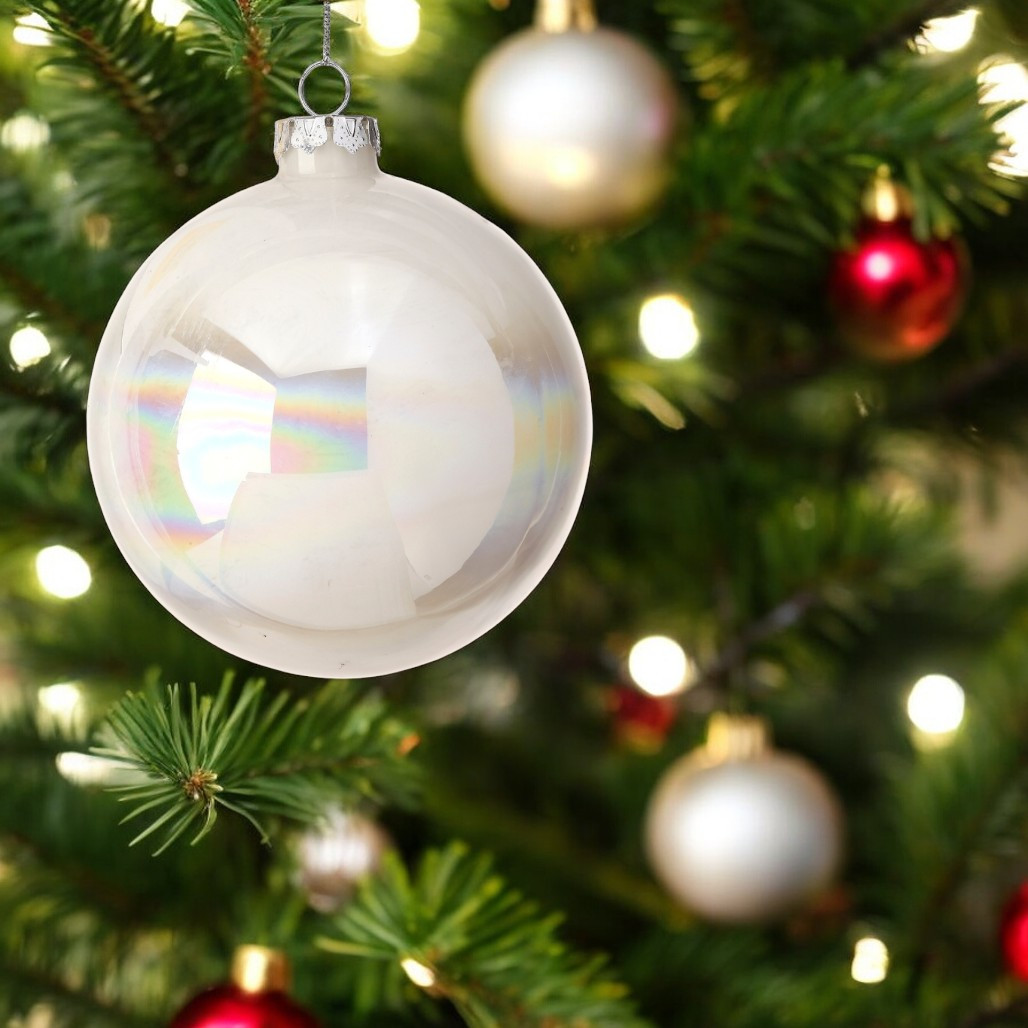 Glass White Candy Ball Ornament