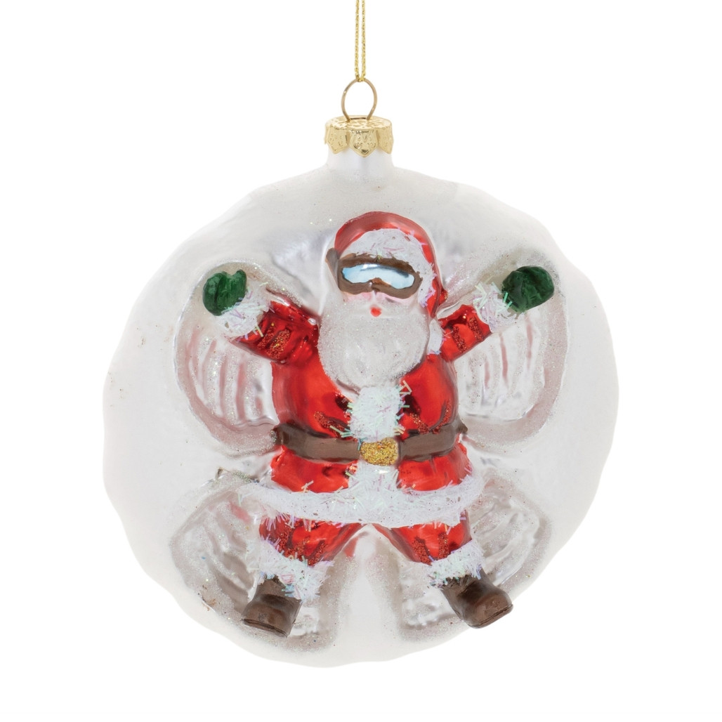 Santa Making Snow Angel Ball Ornament