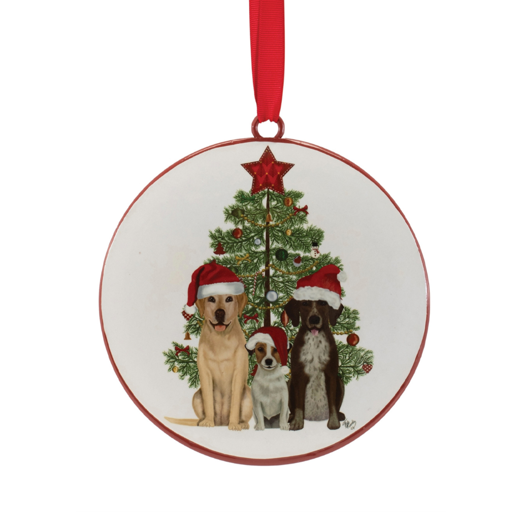 Dog with Tree Disc Ornament