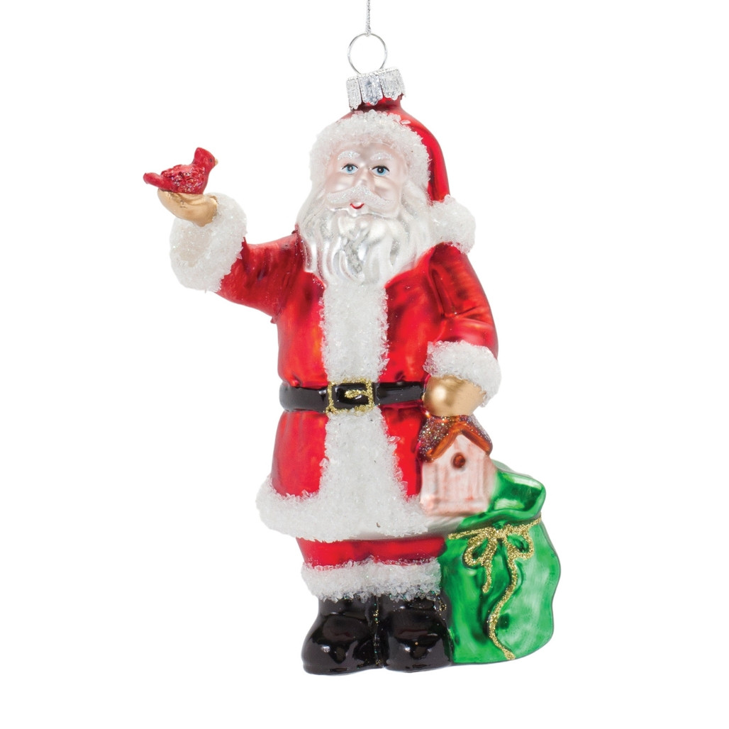 Santa With Cardinal Ornament