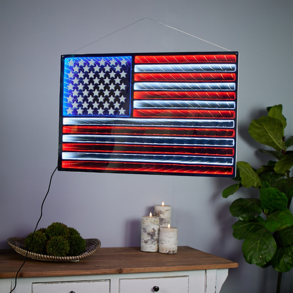Hanging American Flag Infinity Light