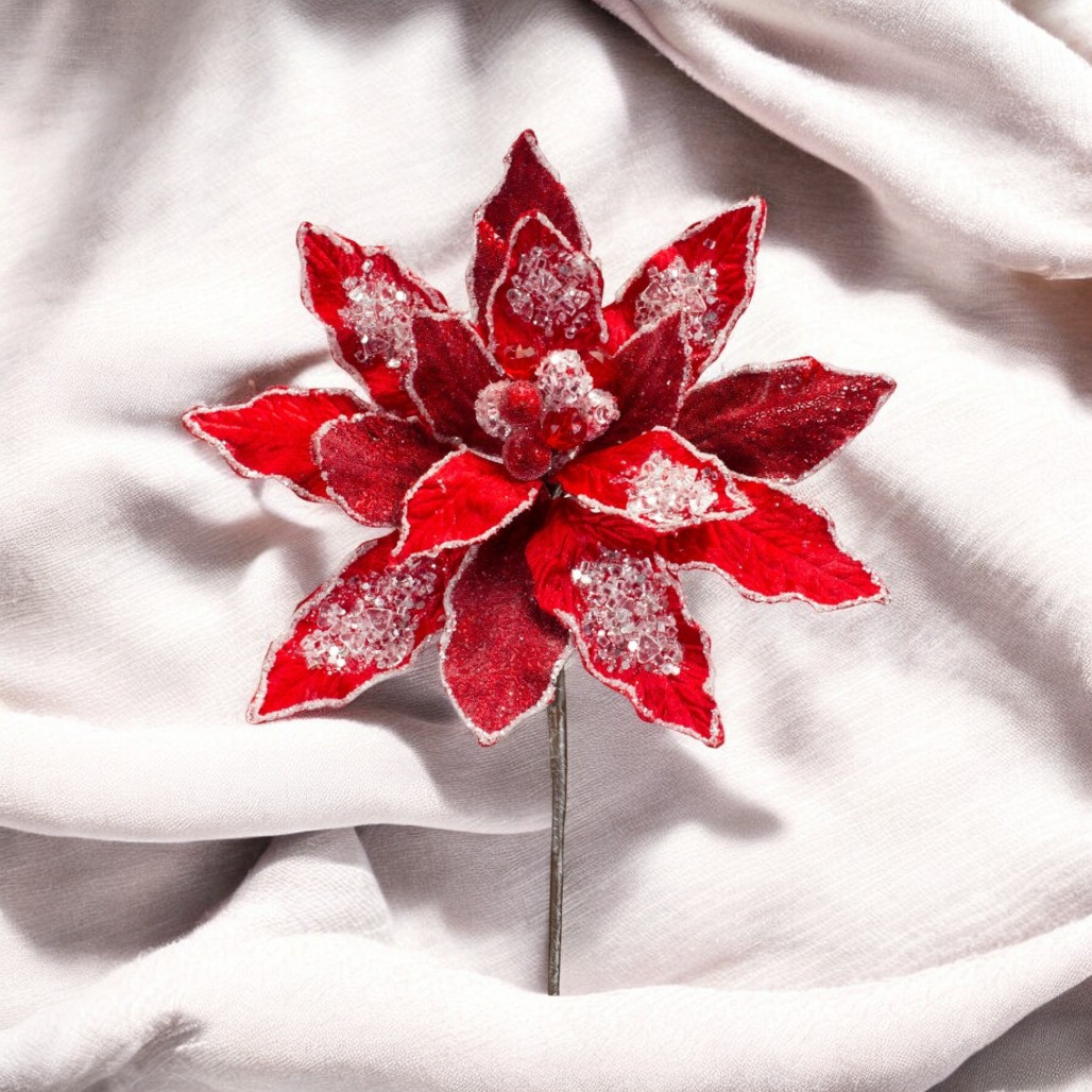 Red Velvet Poinsettia Stem