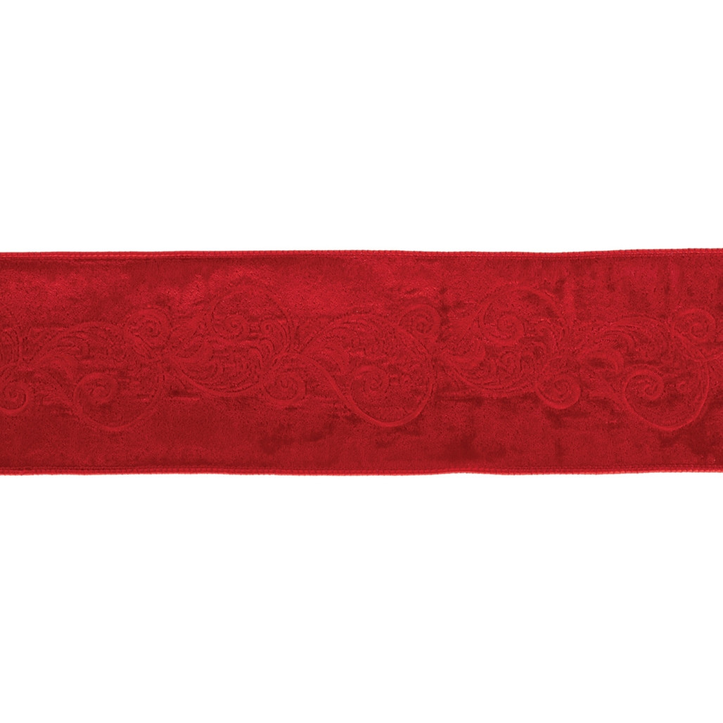 Red Velvet Scroll Wired Ribbon