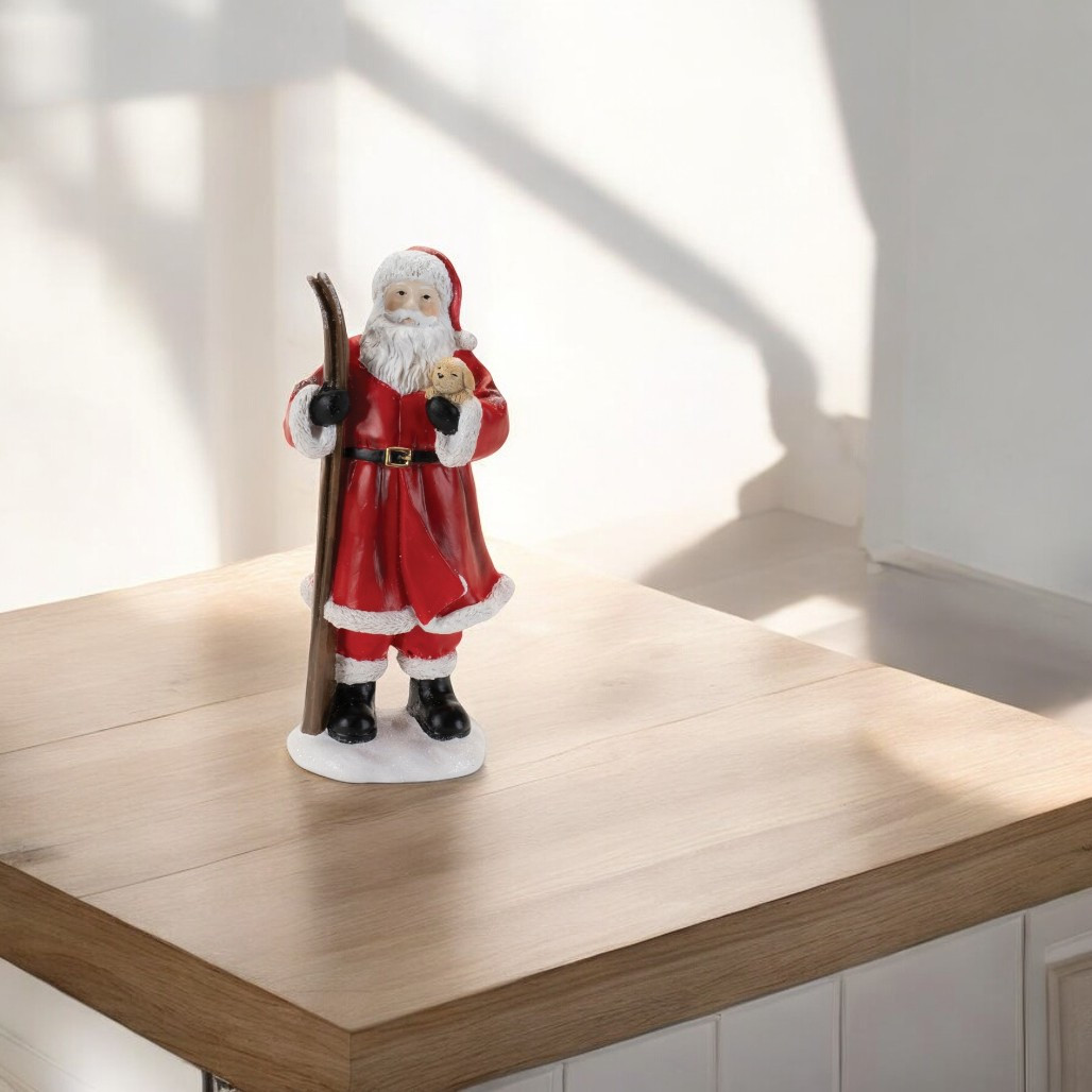 Santa with Skis Figurine