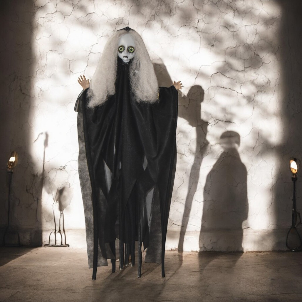 Hanging Creepy White Hair Doll