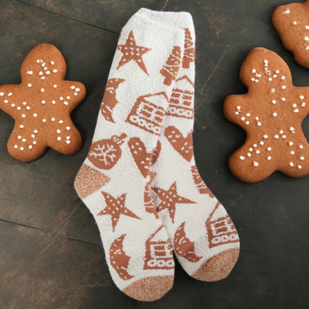 Gingerbread Cookies Cozy Crew Socks