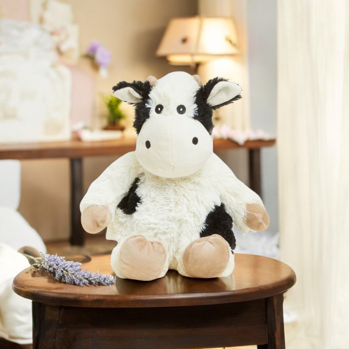 Plush Black and White Cow Warmie