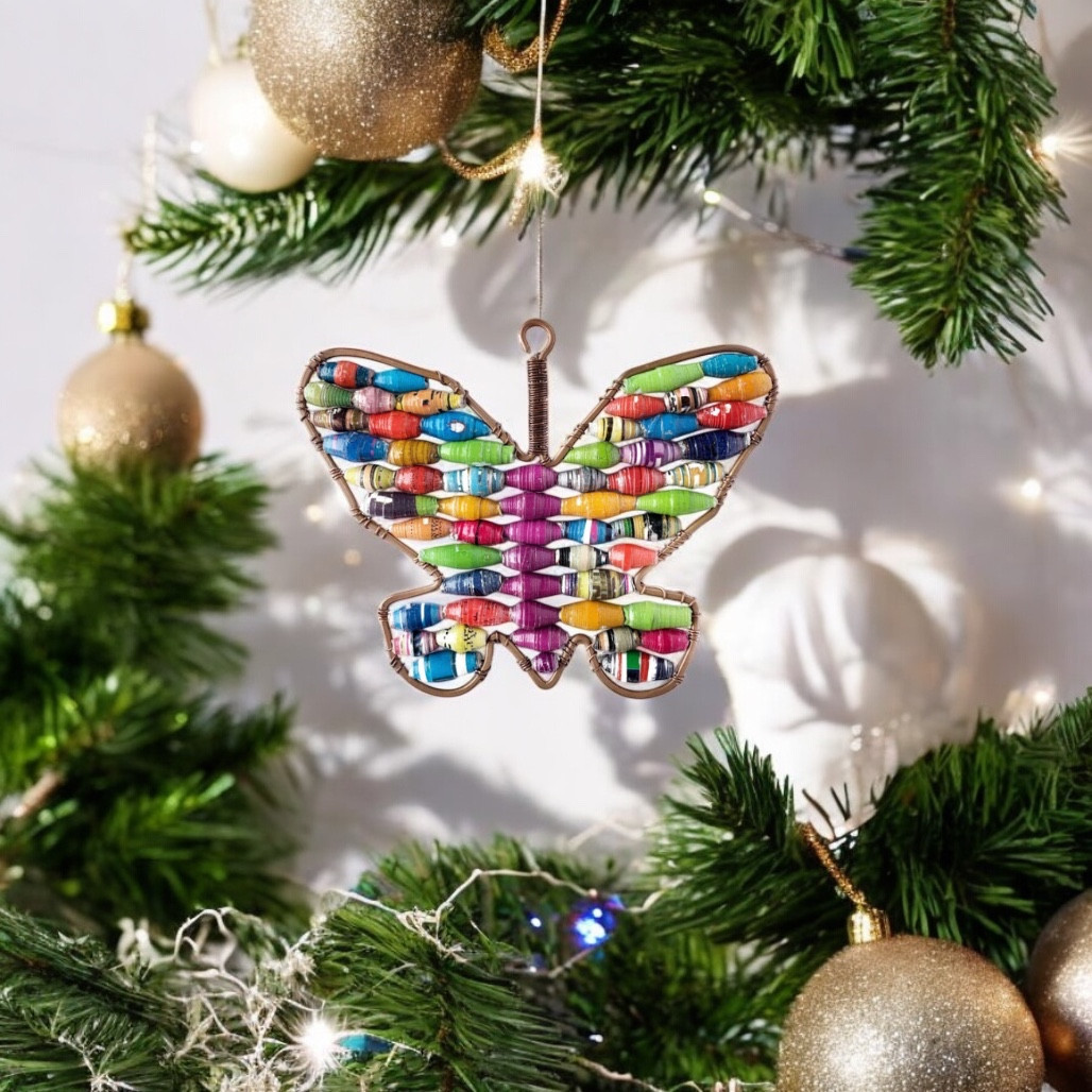 Butterfly Ornament with Colorful Paper Beads