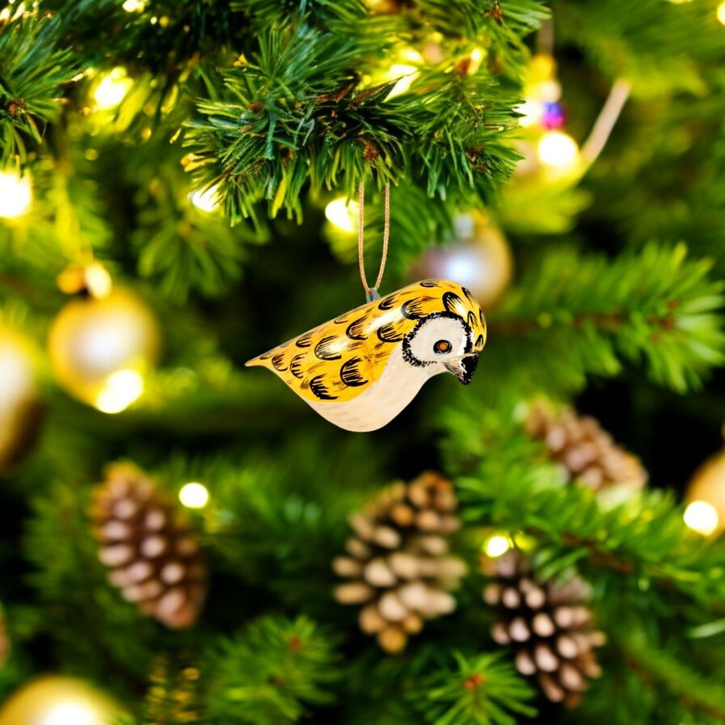 Owl Wood Bird Ornament
