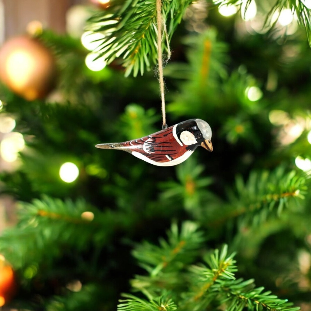 Sparrow Wood Bird Ornament