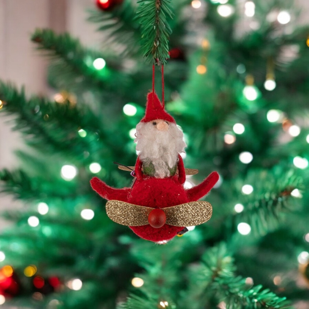 Felt Airplane Ornament with Santa