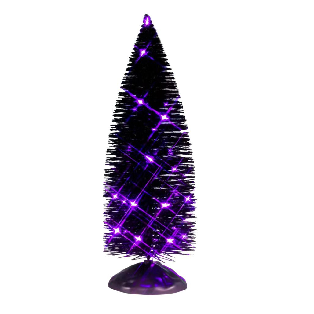 Lemax - Spooky Town - Black Bristle Tree with Purple Lights