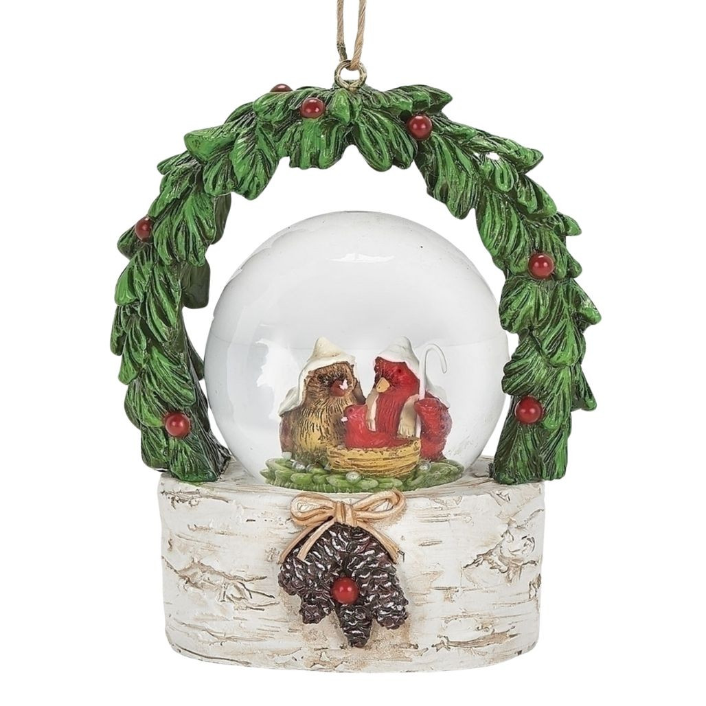 Cardinal with Holy Family in Wreath Dome Ornament