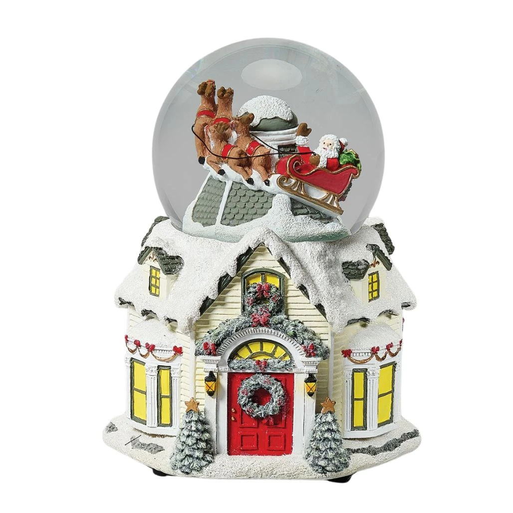 Rotating Santa Over House Musical Dome