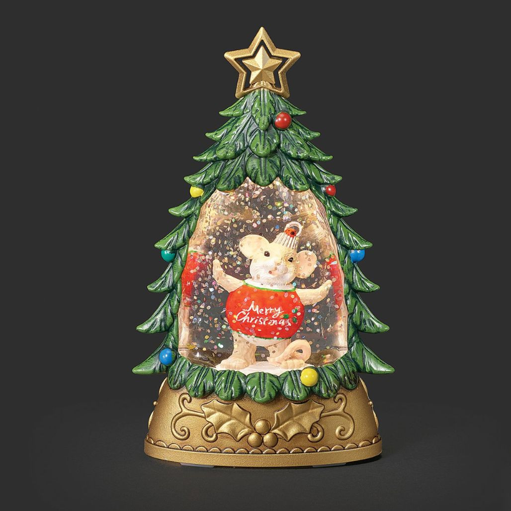 Charming Tails - Lighted Mouse Ornament in Tree Shimmer