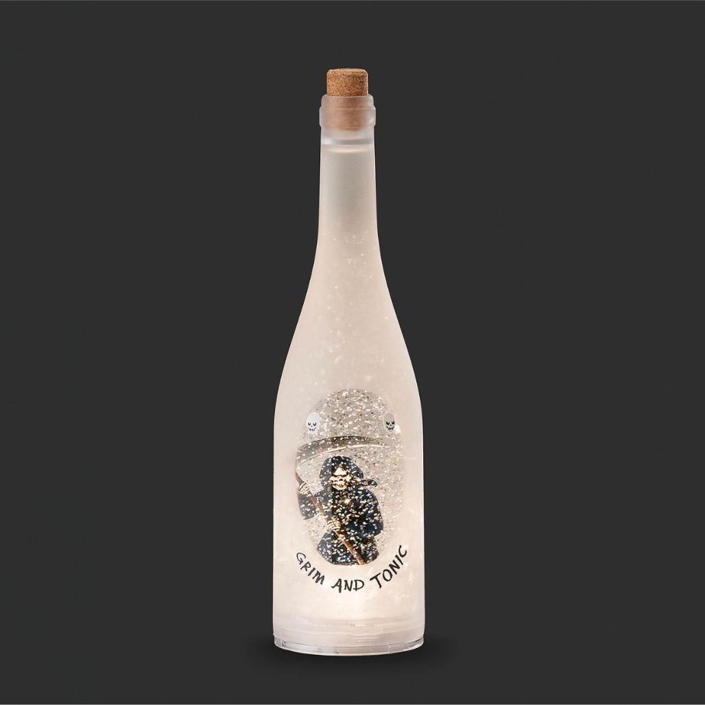 Lighted Swirl Grim & Tonic Wine Bottle