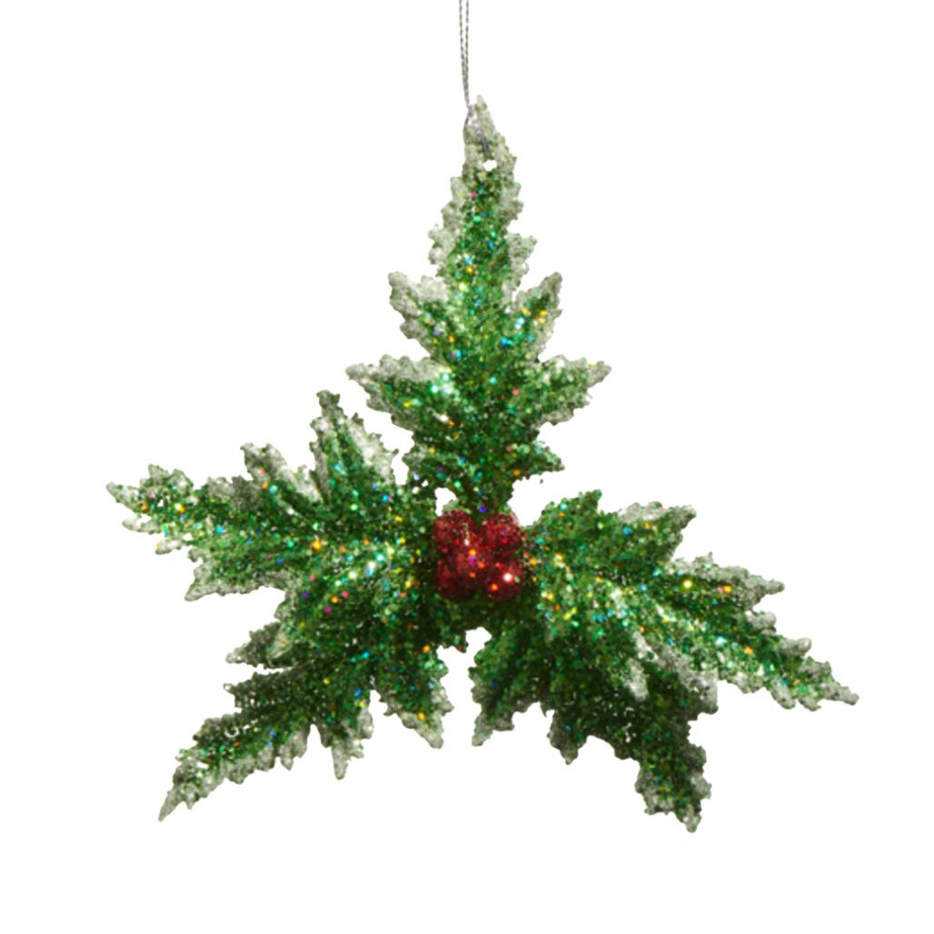 Glitter Holly Ornament