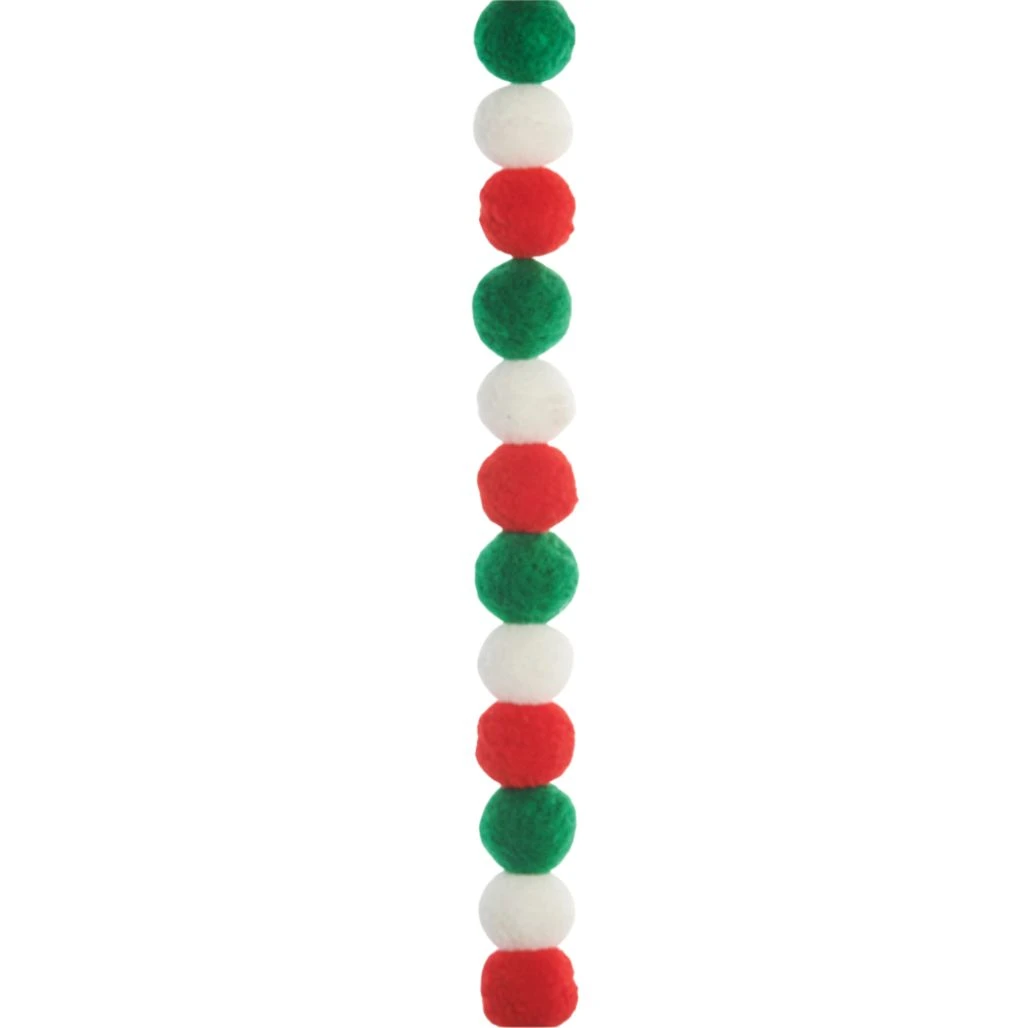 Red & Green Pom Pom Garland