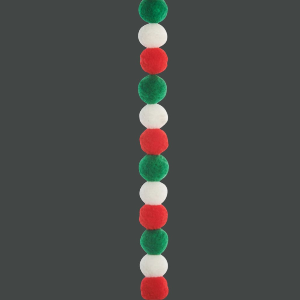 Red & Green Pom Pom Garland