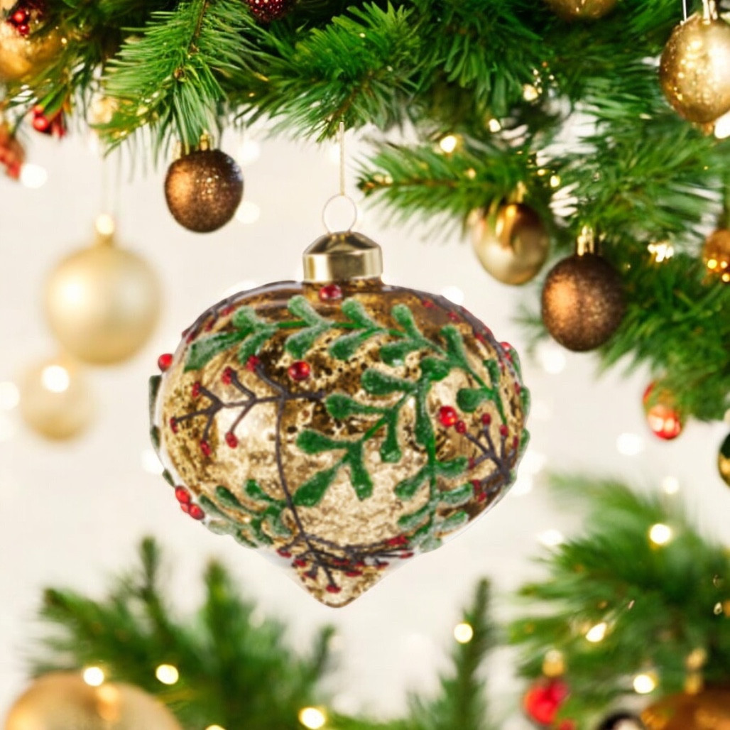 Holly Berry Onion-Shaped Ornament