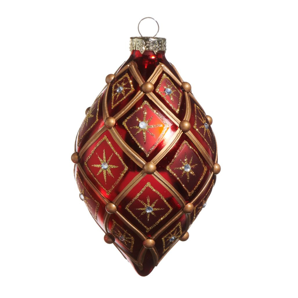 Red & Gold Deco Elipse Ornament