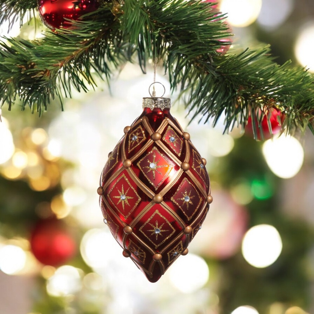Red & Gold Deco Elipse Ornament