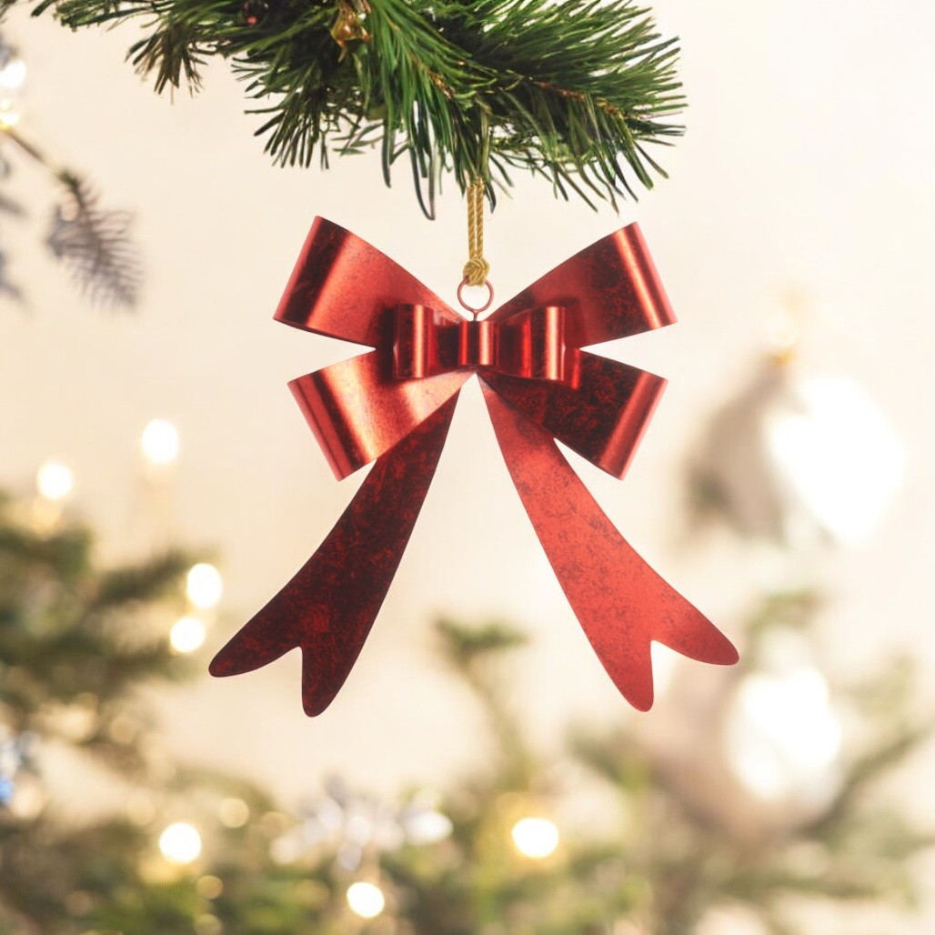 Red Metallic Bow Ornament