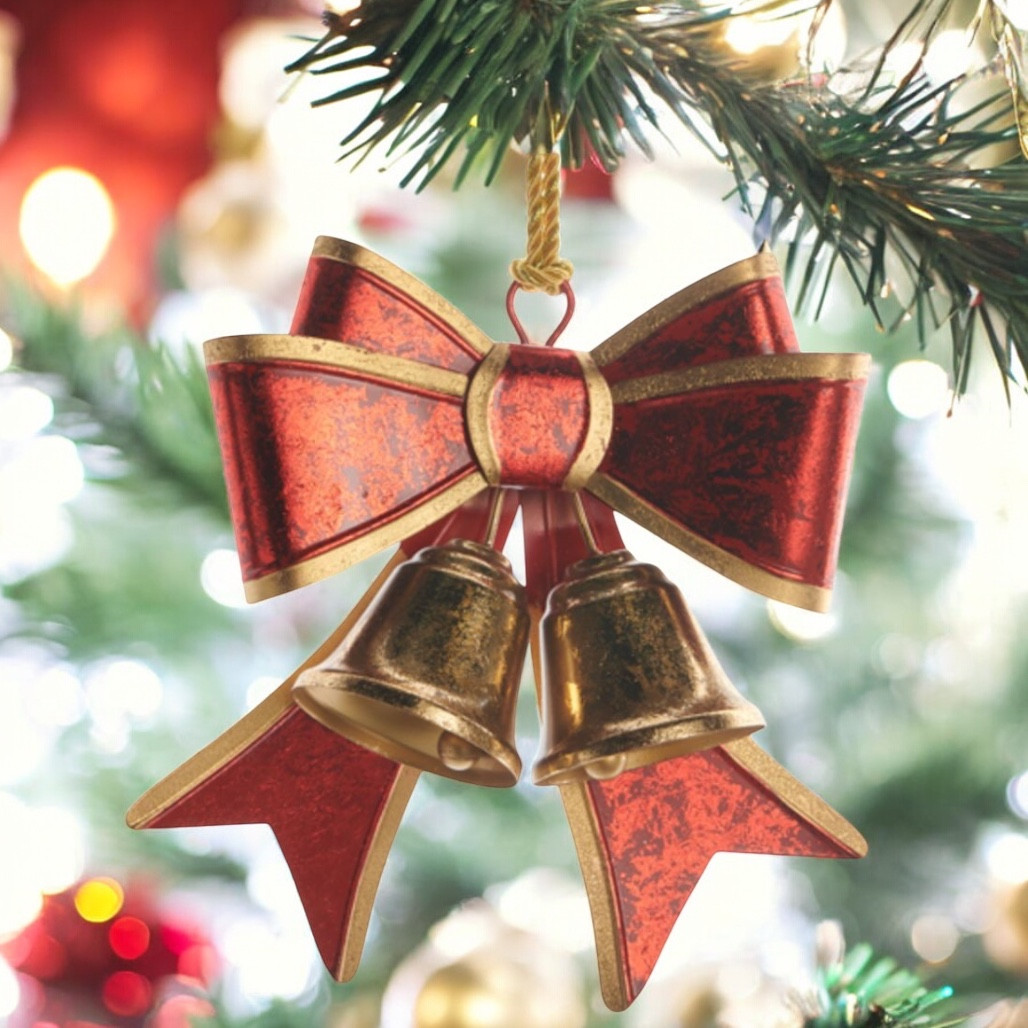 Red Bow with Bells Ornament