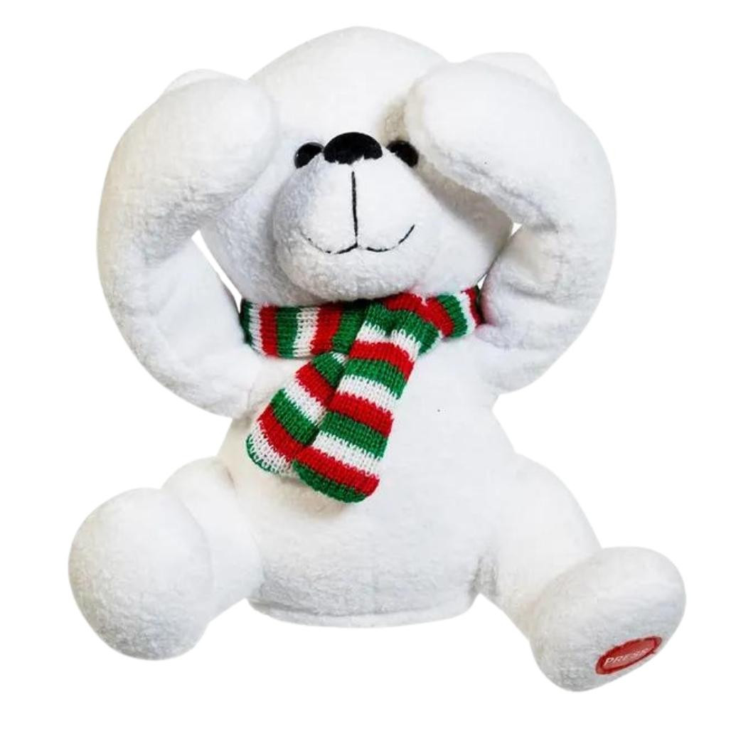 Battery-Operated Plush Peek-A-Boo Bear With Movement and Sound