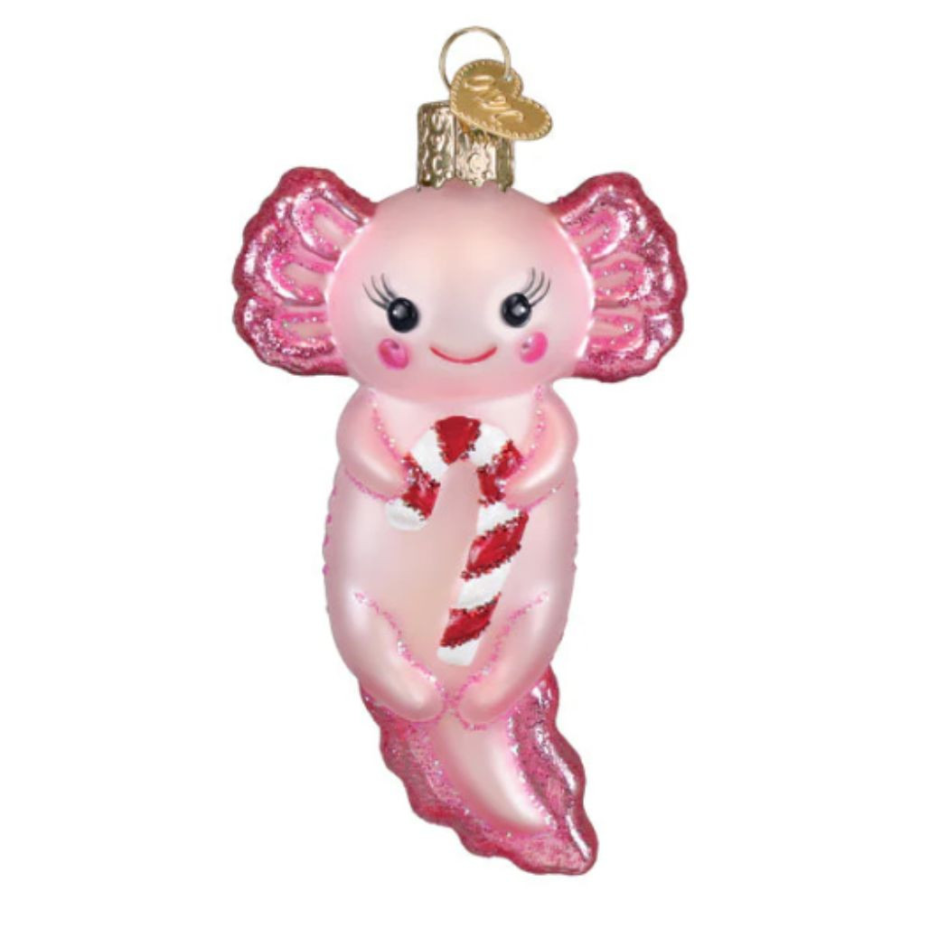 Axolotl with Candy Cane Ornament