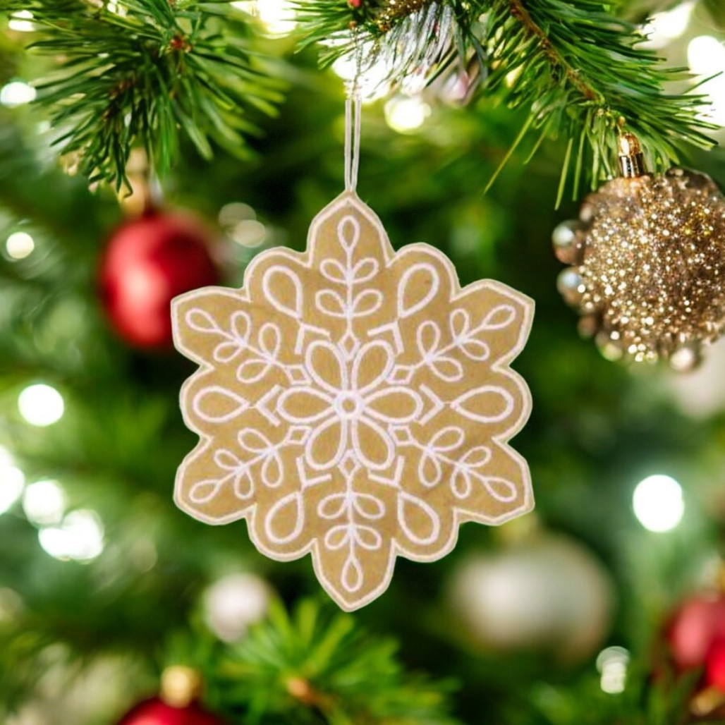 Felt Embroidered Snowflake Ornament