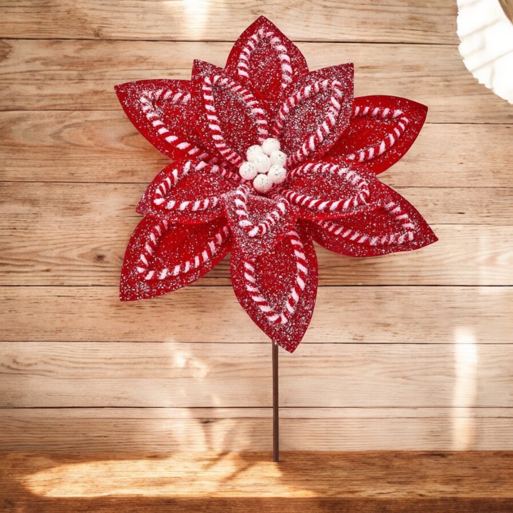 22 Inch Sugar & Spice Poinsettia Stem