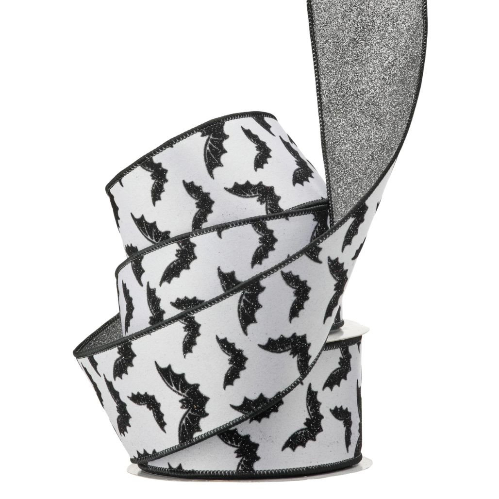 Bat Glitter Ribbon 2.5 Inch x 10 Yards