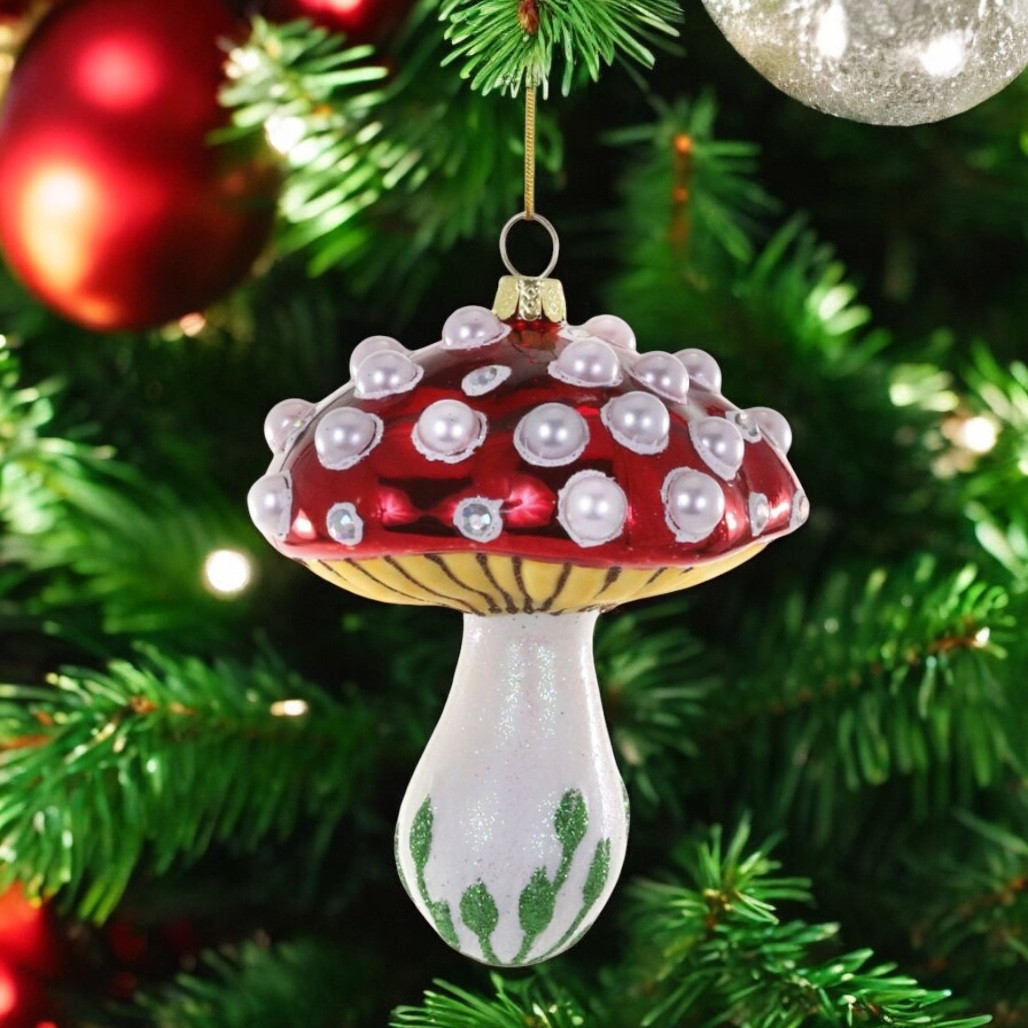 Cody Foster Magic Mushroom Red Pearl Ornament