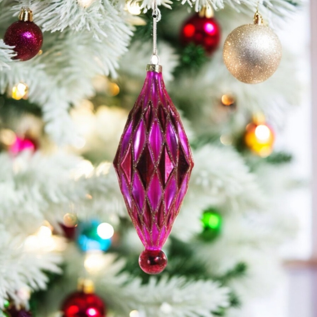Cody Foster Midcentury Diamond Ornament – Hot Pink & Red Large