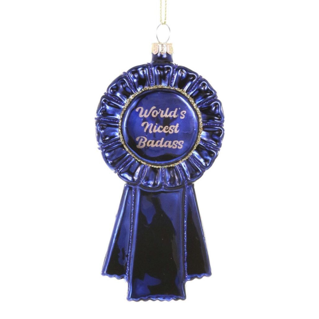 Cody Foster Worlds Nicest Badass Blue Ribbon Ornament