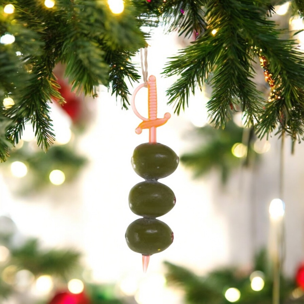 Cody Foster Cocktail Olives Ornament with Peach Sword Pick