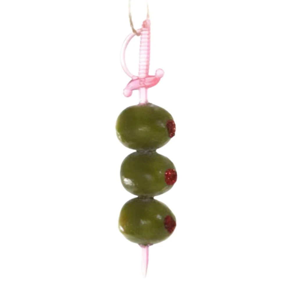 Cody Foster Cocktail Olives Ornament with Pink Sword Pick