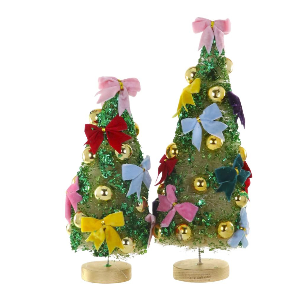Cody Foster Small Green Tinsel Town Trees Set of 2