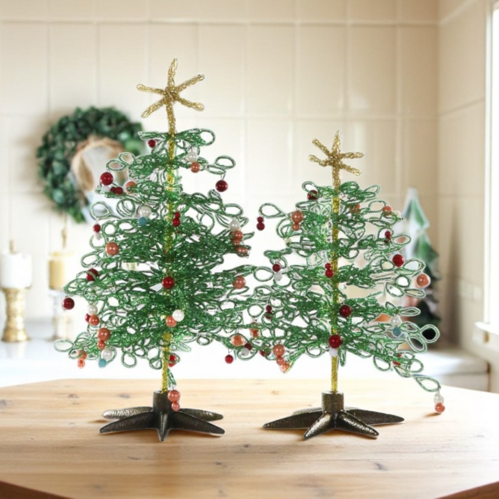Cody Foster Beaded Trees Set of 2 – Green