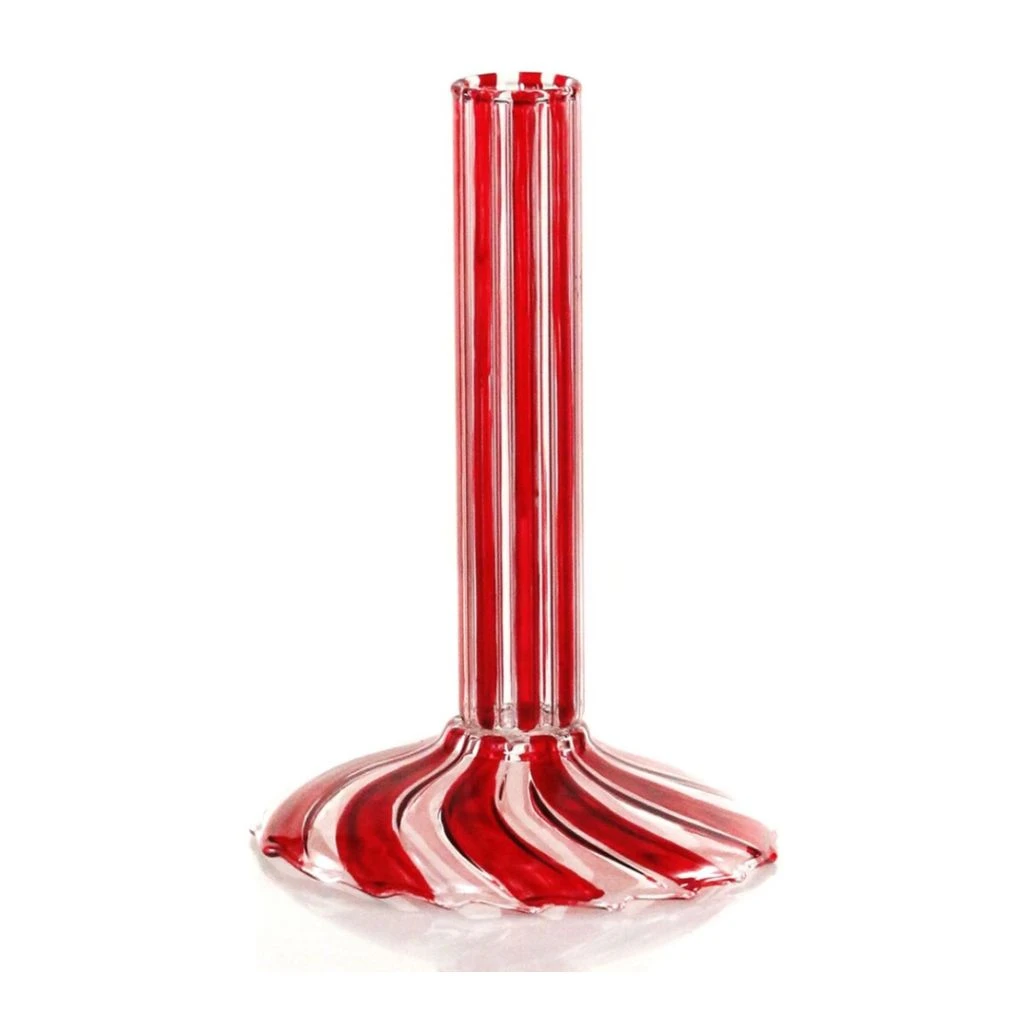 Cody Foster Ribboned Red Glass Candlestick Holder