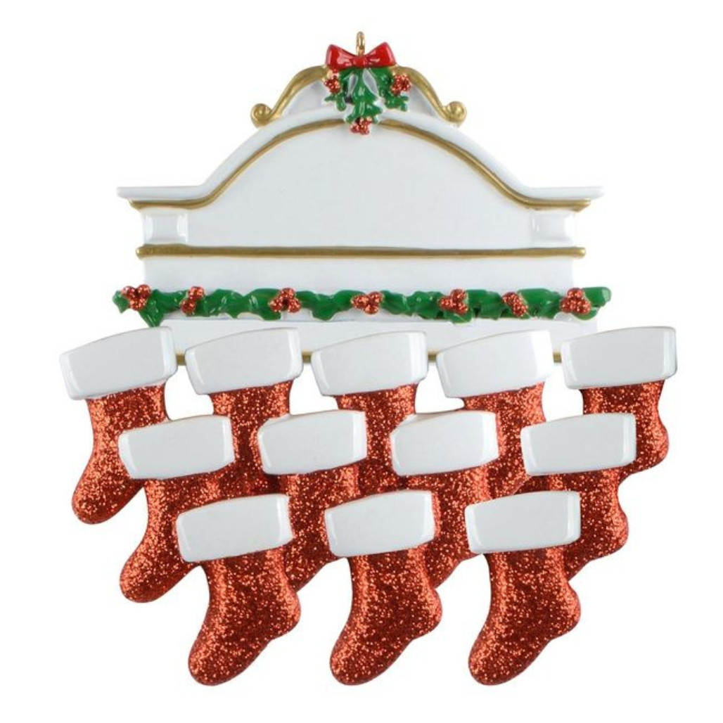 Mantle Family of 12 Personalized Ornament