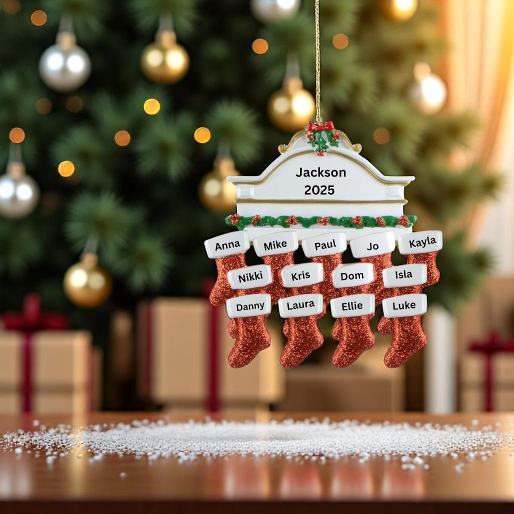 Mantle Family of 13 Personalized Ornament