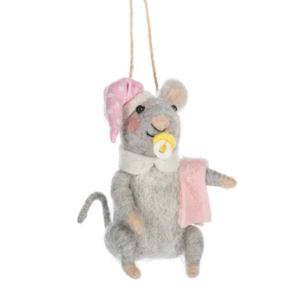 Pink Baby Mouse Ornament
