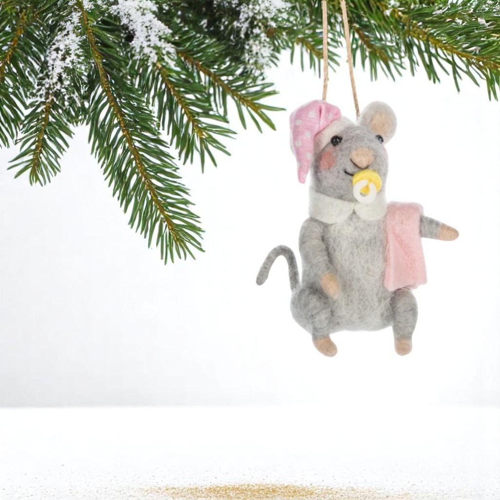 Pink Baby Mouse Ornament