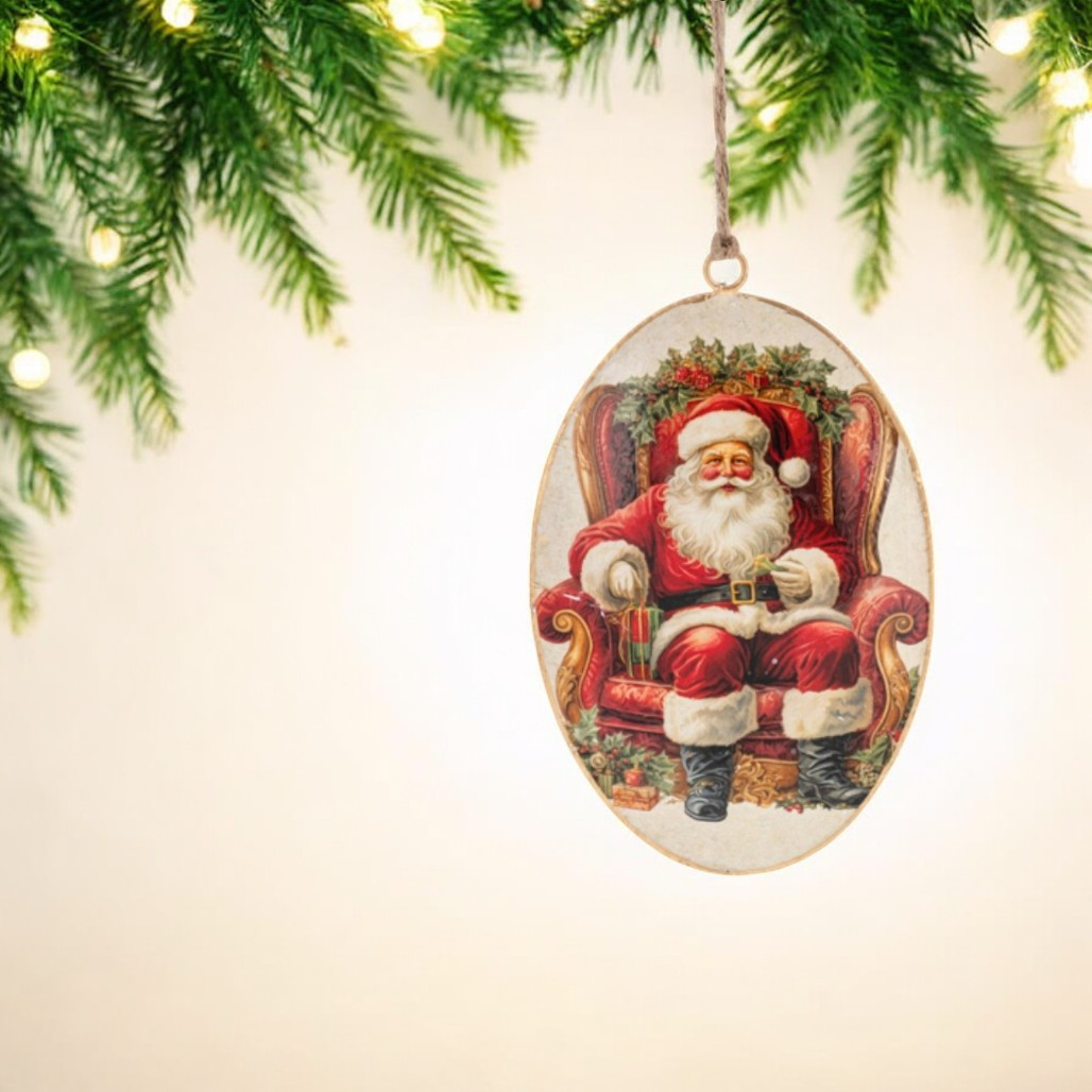 Vintage Santa Disk Ornament