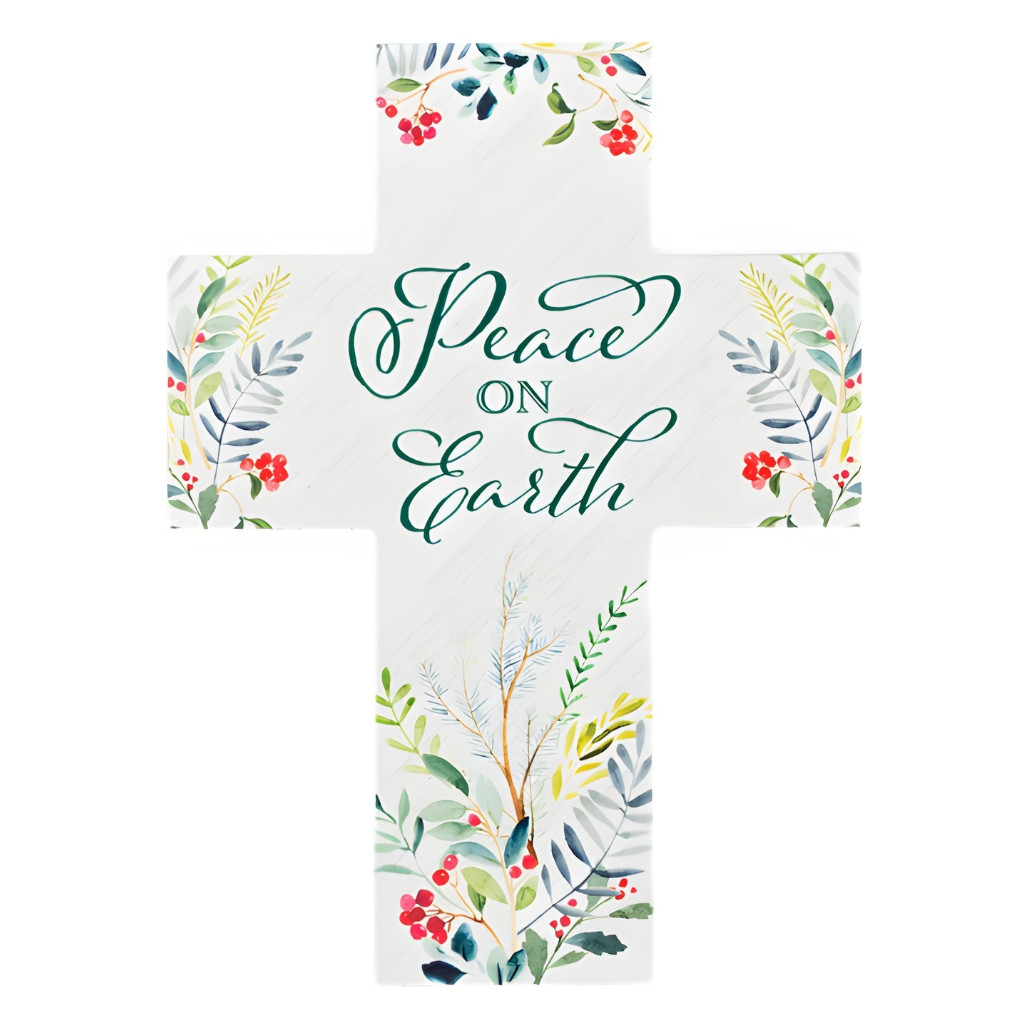 Peace on Earth Holiday Cross Figurine